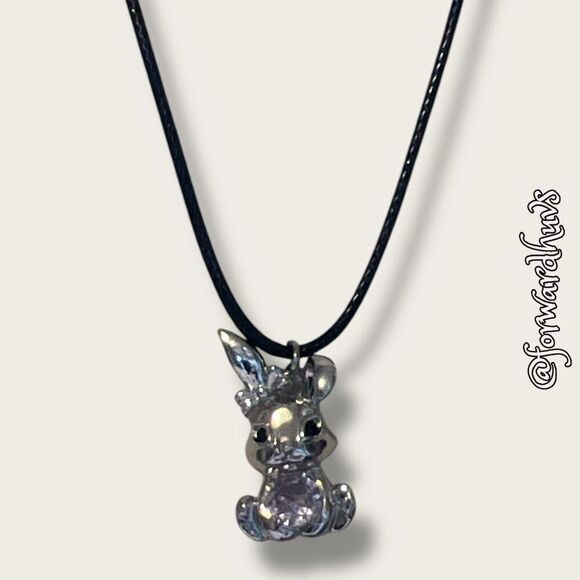 Bundle Sale 3 for $15 | Silver Tone Rabbit Pendant Rhinestone Belly - Picture 1 of 9